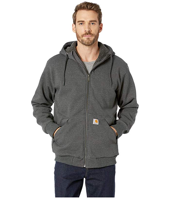 Men's Carhartt Rockland Rain Defender Work Full Zip Hoodie Large Carbon Heather