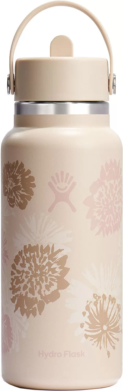 Hydro Flask 32 Oz. Wide Mouth Bottle with Flex Straw Cap, Almond