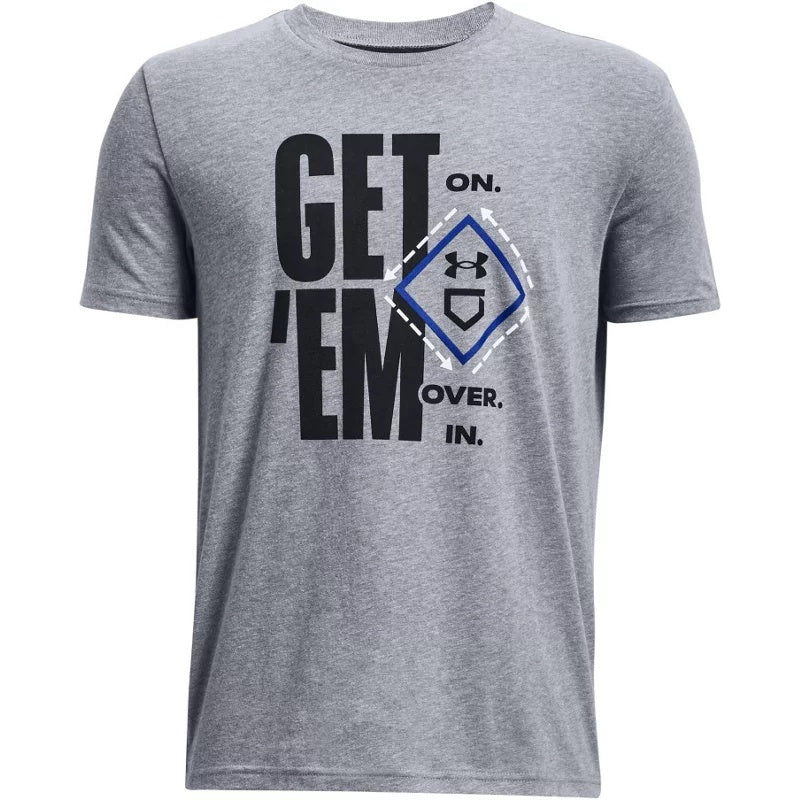 Under Armour Boys' Baseball Verbiage Short Sleeve T-Shirt Steel Light Heather/Black, Large - Boy's Athletic Tops at Academy Sports