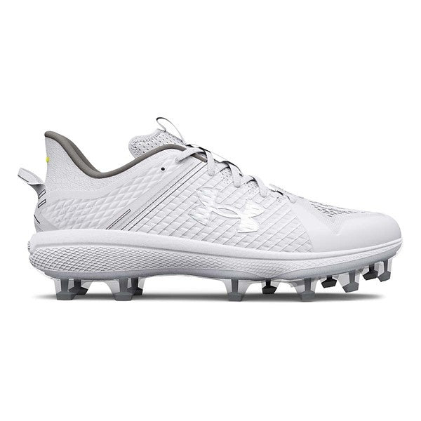 Men's Under Armour Yard Low MT TPU Molded Baseball Cleats Cleats 6.5 White/Silver