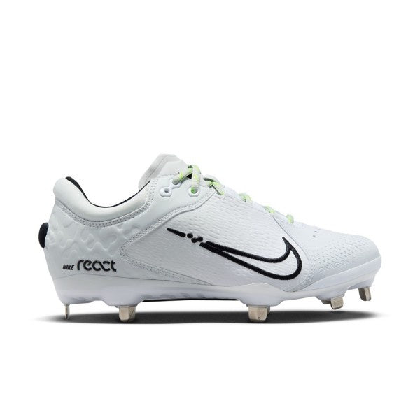 Women's Nike Hyperdiamond 4 Elite Metal Softball Cleats Cleats 7 White/Black-Photon Dust-Volt
