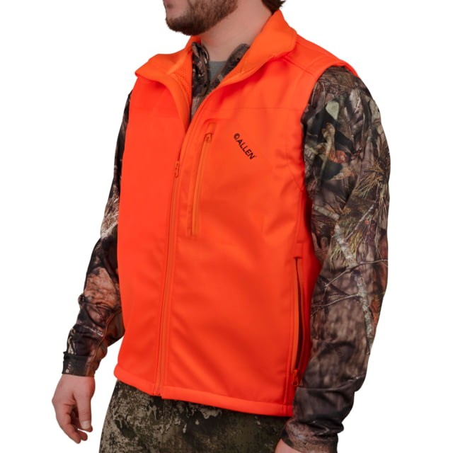 Allen Company Softshell Hunting Vest Men’s Medium Blaze Orange Full Zip up Sleeveless Fleece