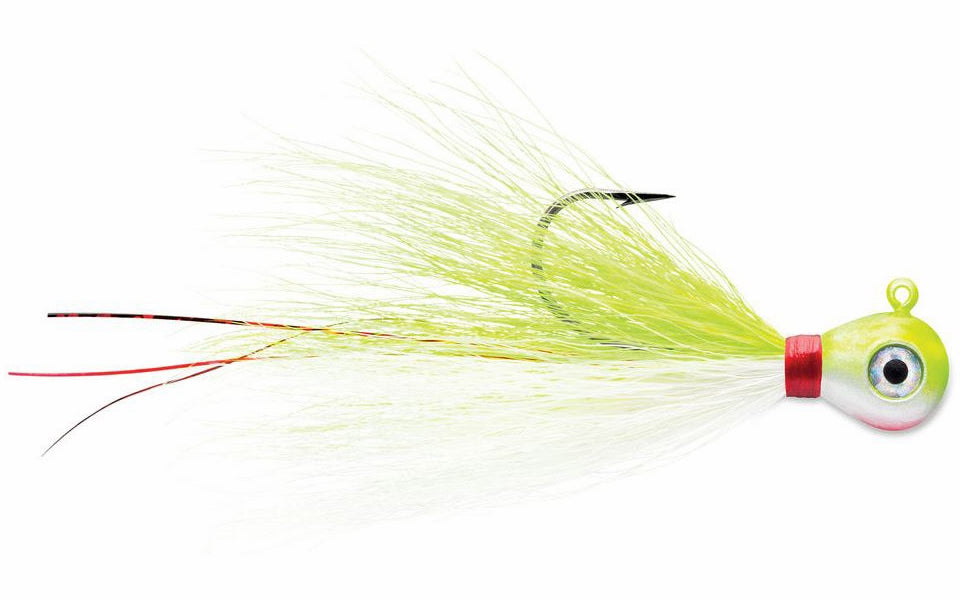 VMC Bucktail Jig, Chartreuse White, 1/4oz, BKJ14-CHW