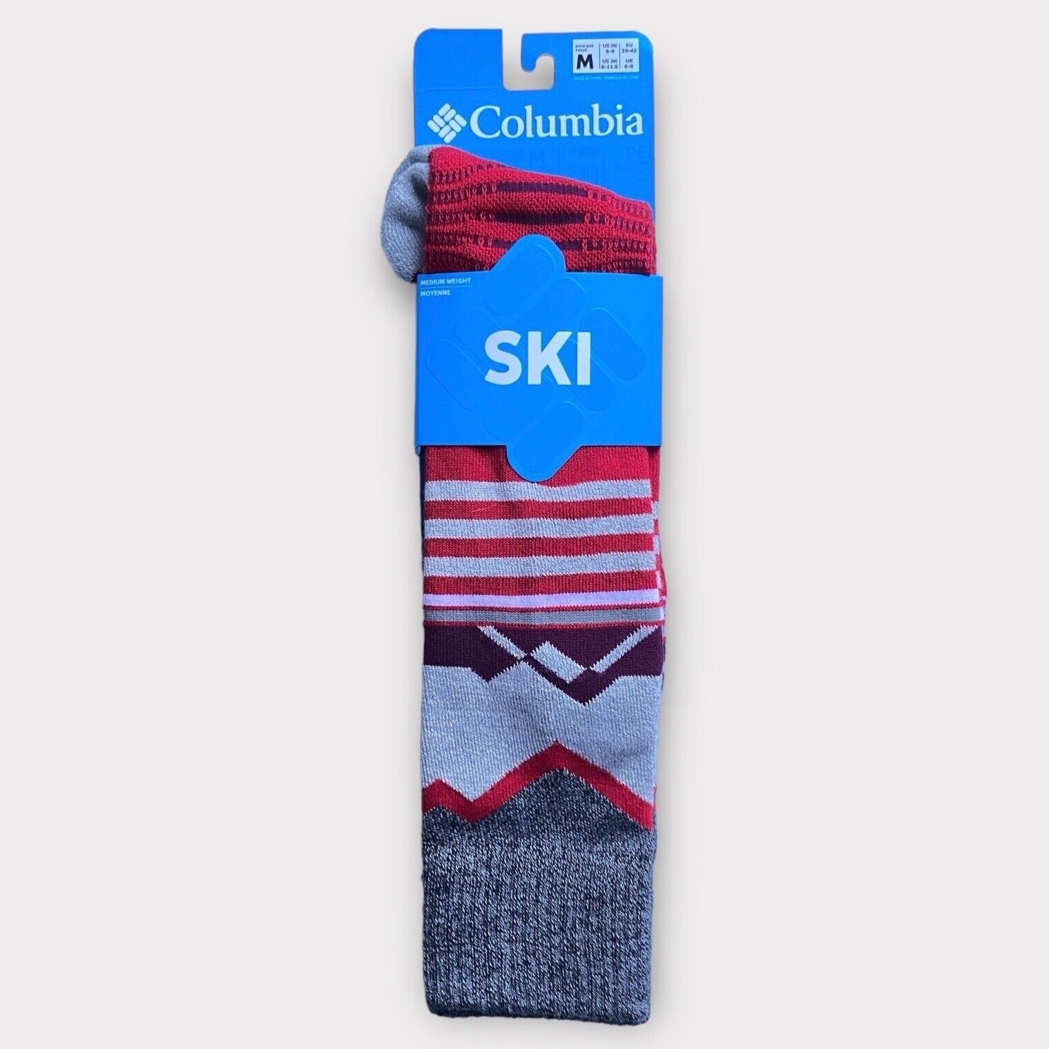 COLUMBIA UNISEX Adult THERMOLITE Over the Calf SKI SOCKS Size Medium Red