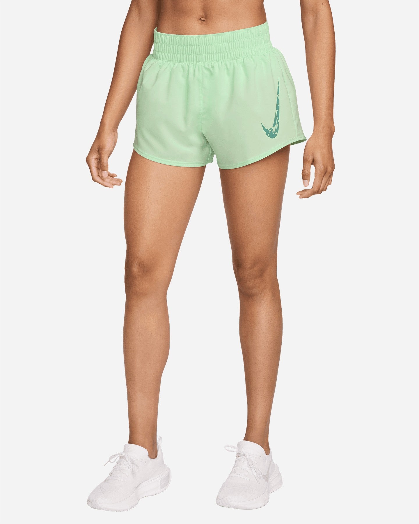 Nike Women's NK One Swoosh HBR Dri-FIT Mid-Rise Brief-Lined Shorts Light Green, X-Small - Women's Running Btms at Academy Sports