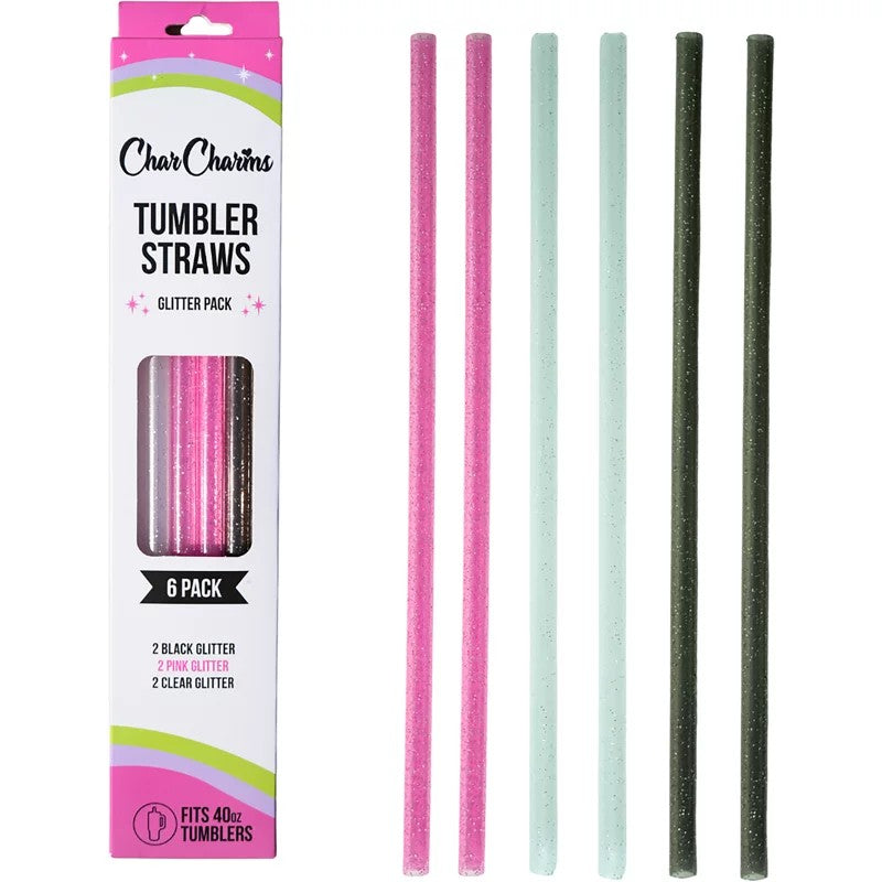 CharCharms 40 Oz. Glitter Straws 6-Pack