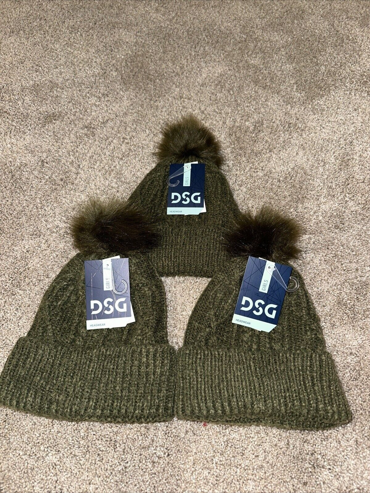 DSG Girl S Cable Pom Beanie Olive