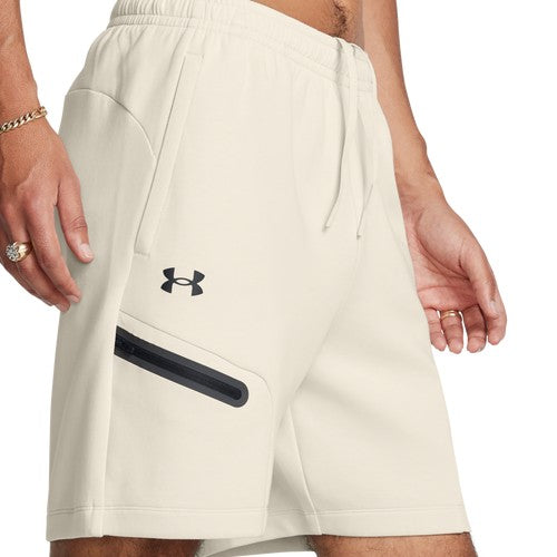 Under Armour Mens Under Armour Unstoppable Fleece Shorts - Mens Summit White/Black Size XXL