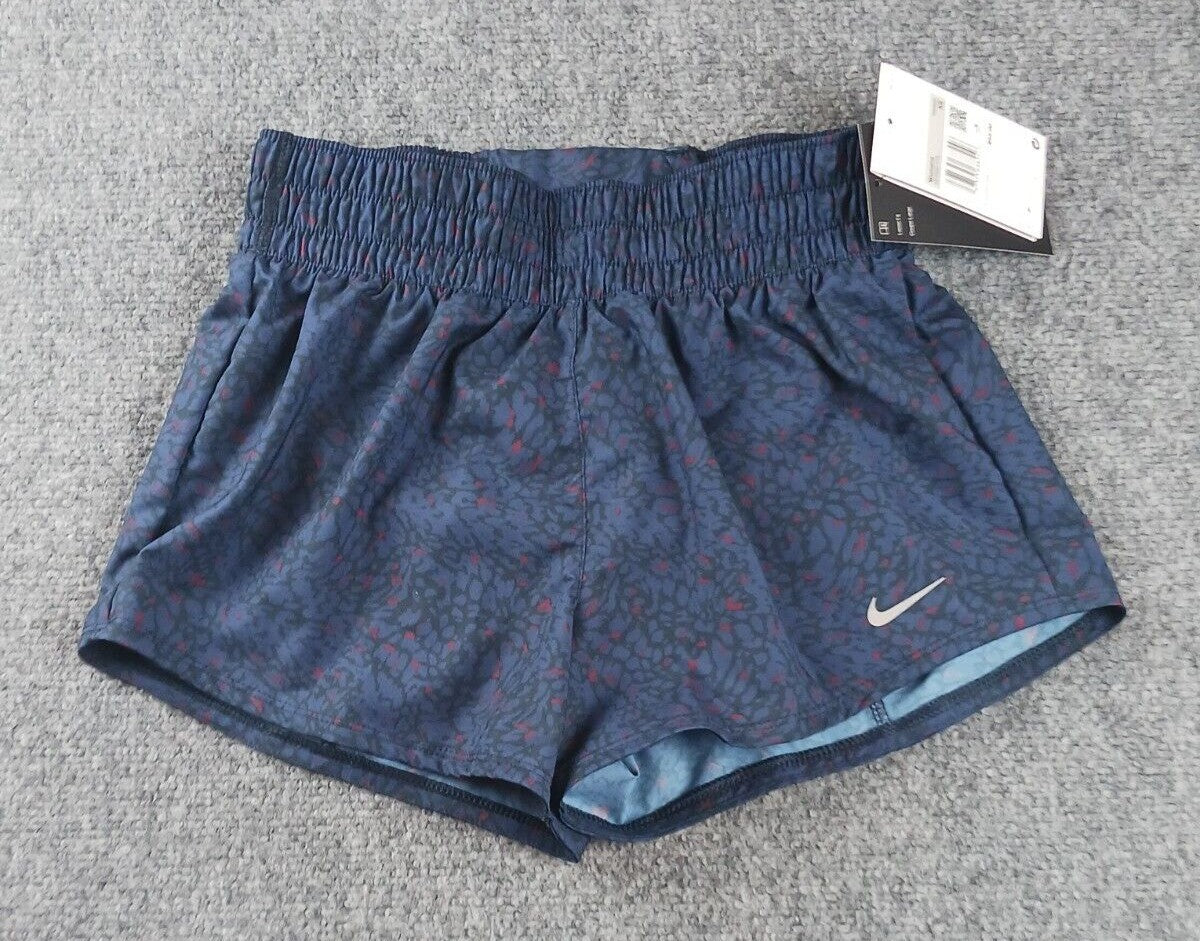 Nike Womens Dri Fit Brief Lined Shorts Loose Fit Navy Blue Extra Small