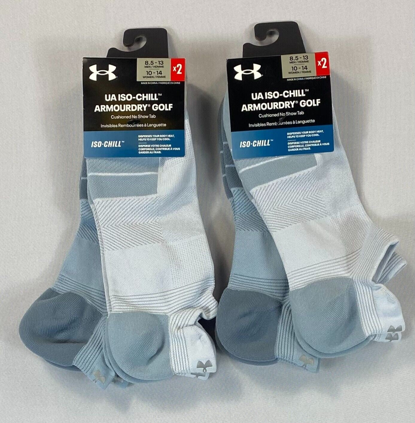 Unisex Adult Under Armour Iso-Chill Armourdry Golf No Show Tab Socks 2 Packs NEW