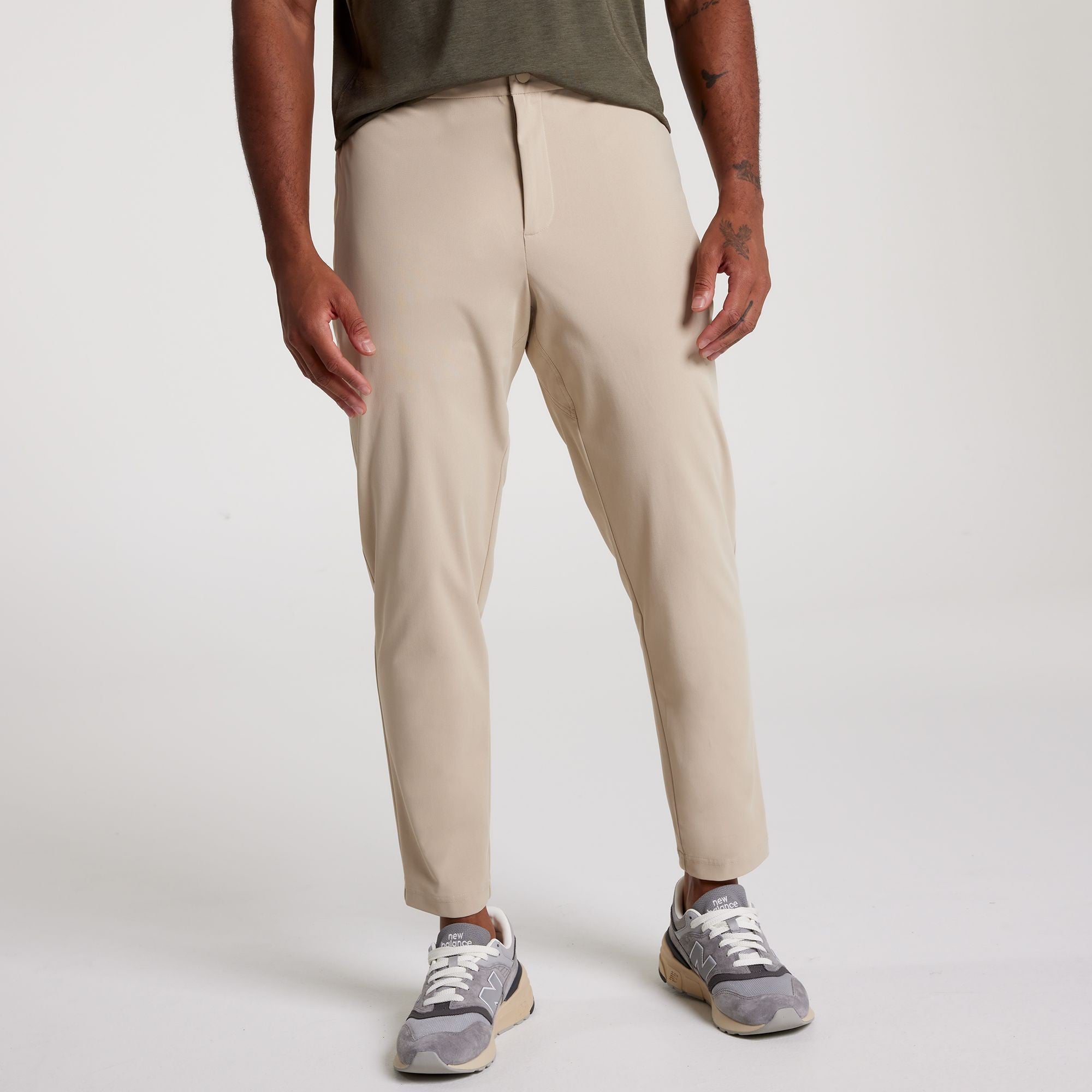 VRST Men's Limitless Slim Fit Tapered Pant - New Fit for Extra Comfort, Small, Khaki Sand