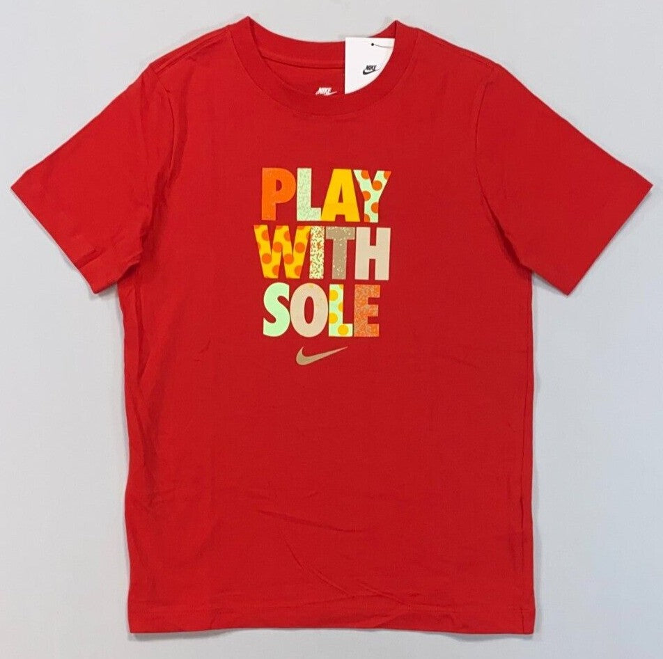 Boy's Nike Youth FV5343 "Play with Sole" Cotton T-Shirt NEW