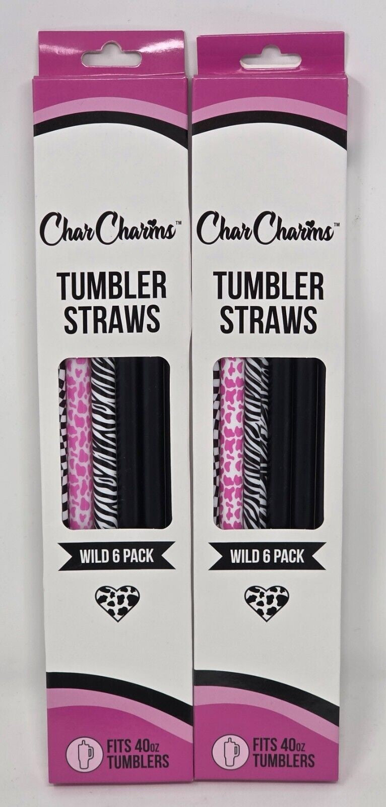 Charcharms 30oz. Tumbler Straws ** Wild 6 Pack ** New " Lot of 2 Packs "