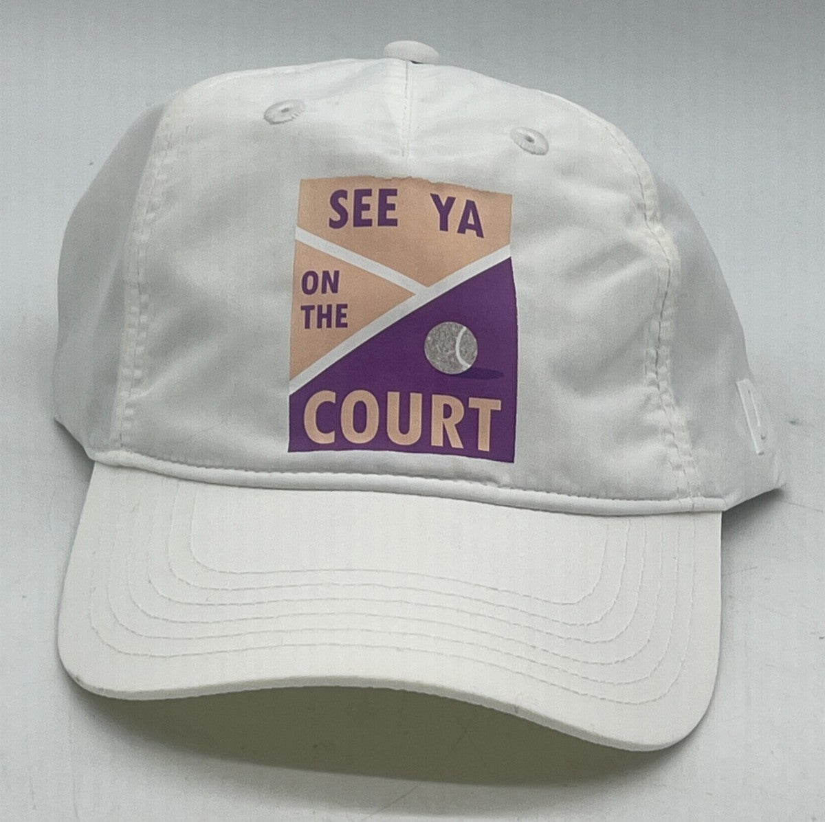 Prince Youth White W/ Purple and Peach "See Ya on the Court" Baseball Hat