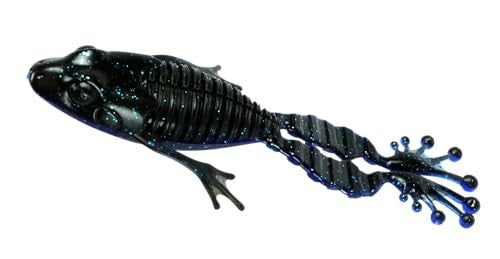 FishLab Nature Series Creature Baits Flippin Frog 4 1/4", Black and Blue