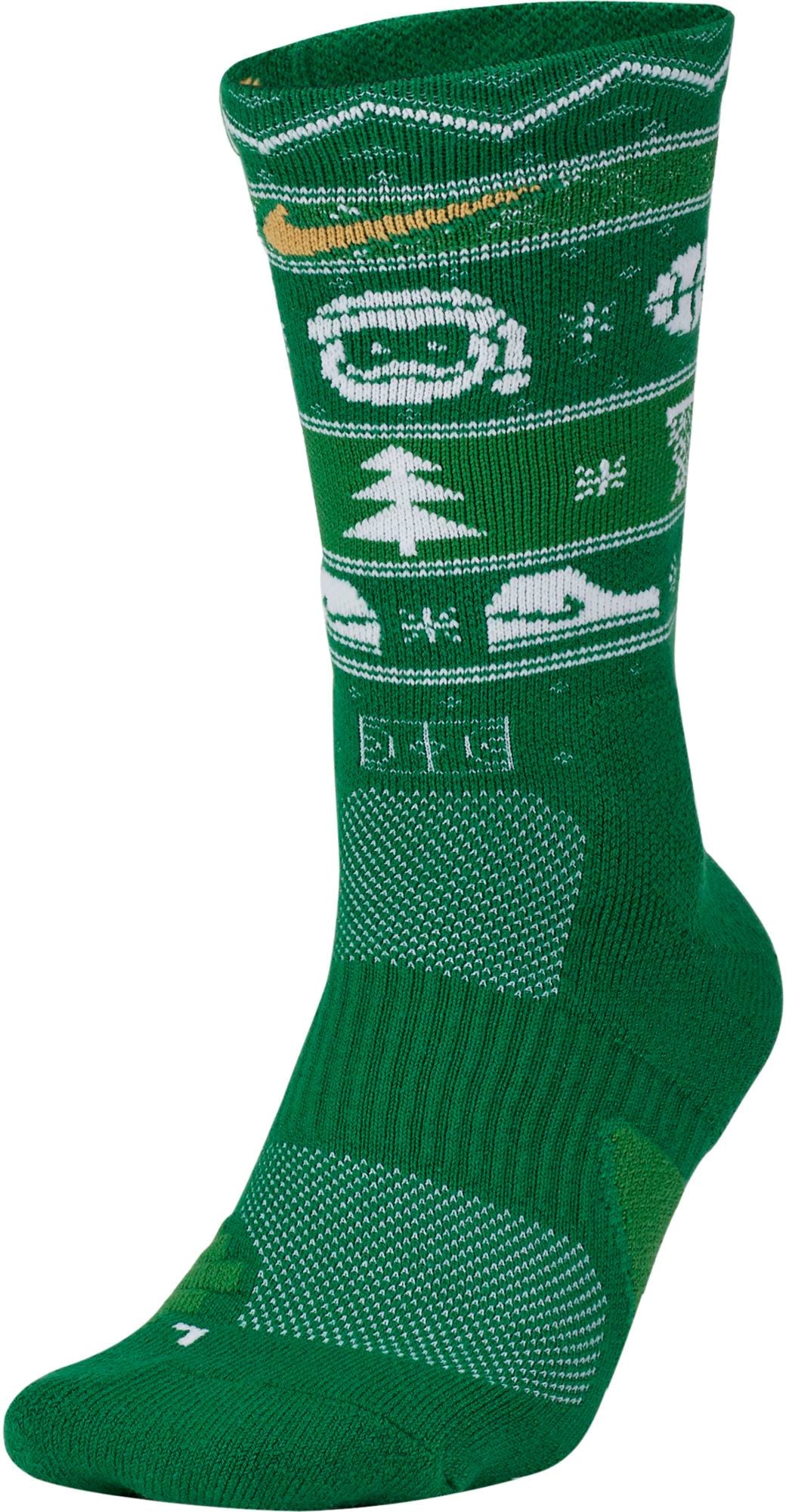 Unisex Nike Elite Christmas Crew Socks Clover/White/Club Gold Socks S Clover/White/Club Gold