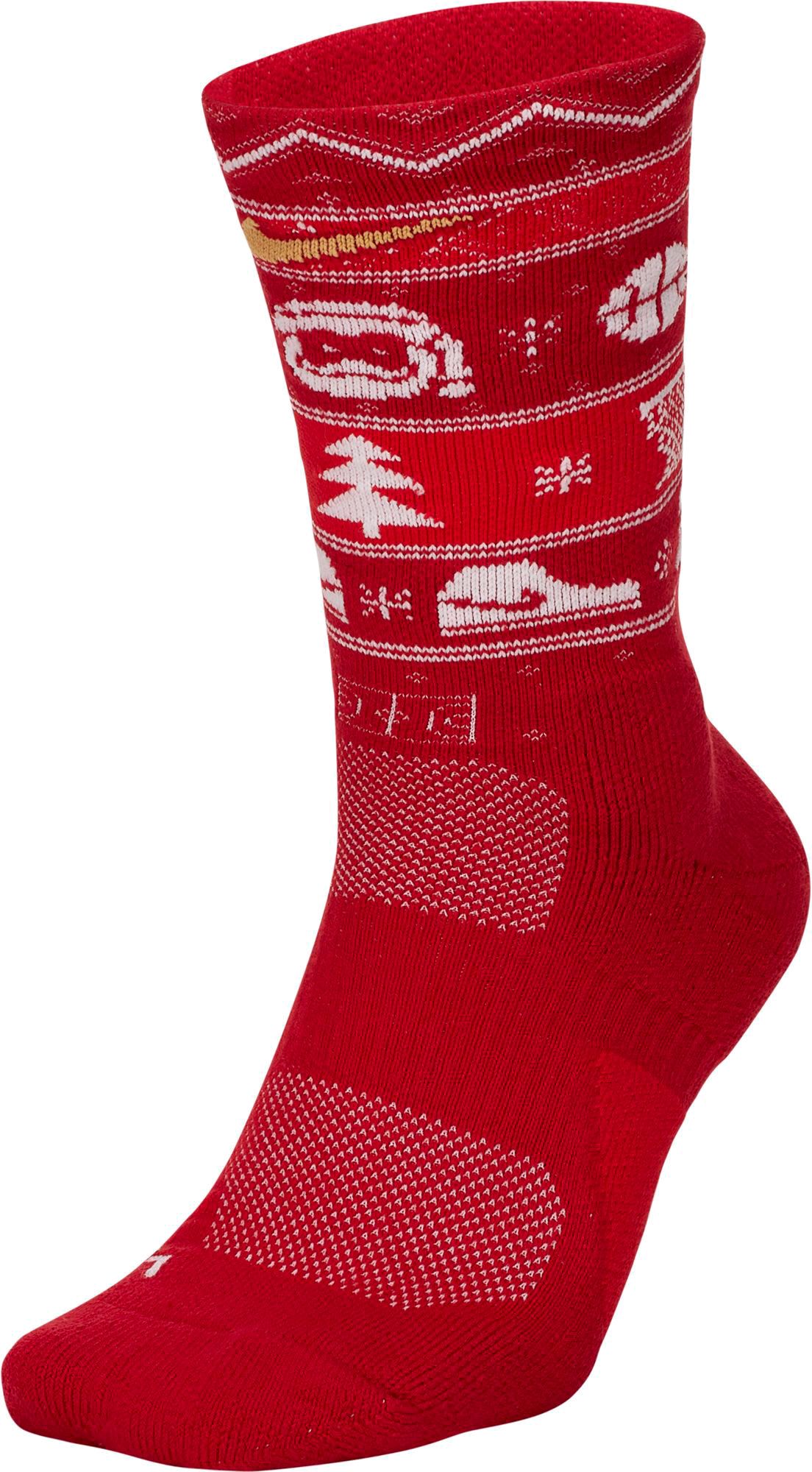 Unisex Nike Elite Christmas Crew Socks Gym Red/White/Club Gold Socks M Gym Red/White/Club Gold