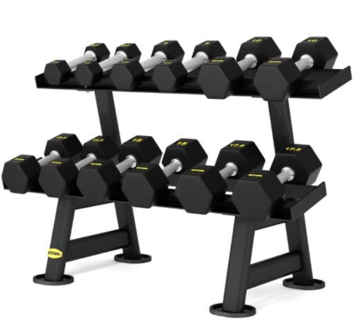 ZIVA 6-Pair Hex Dumbbell Rack, Black