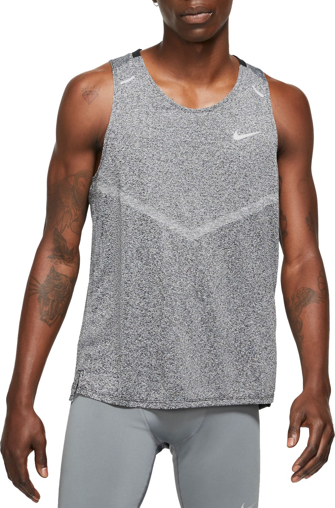 Nike Mens Nike Dri-Fit Rise 365 Tank - Mens Black/Reflective Silver Size XXL