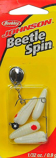 Johnson White and Red Dot Beetle Spin Lures
