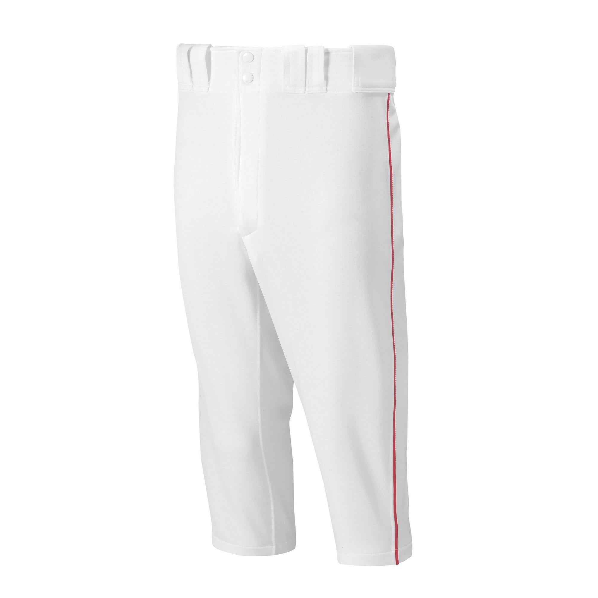 Mizuno Men's Premier Short Piped Baseball Pant White/Red S