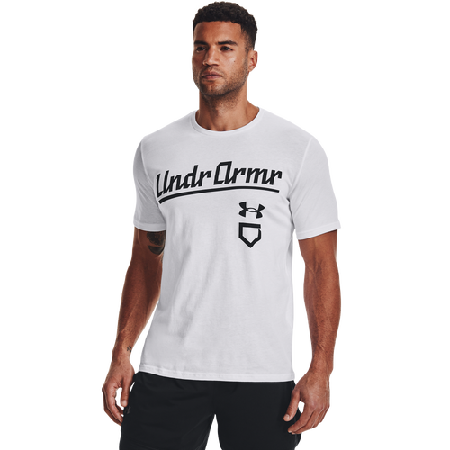 Under Armour Men’s Baseball Script T-Shirt White, X-Large - Men's Athletic Performance Tops at Academy Sports