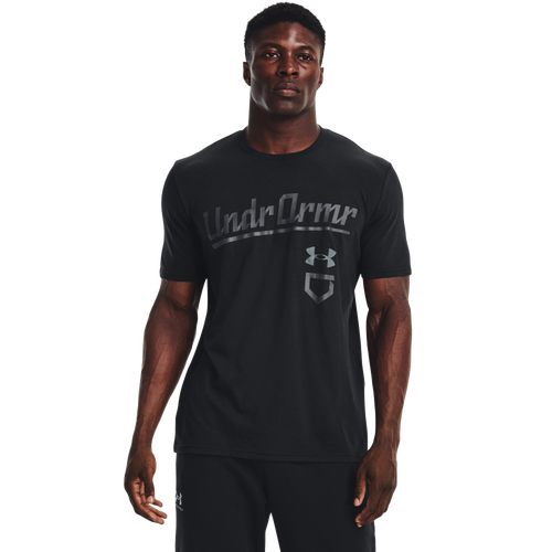 Under Armour Men S Baseball Script SS Loose Grey Short-Sleeve Shirt