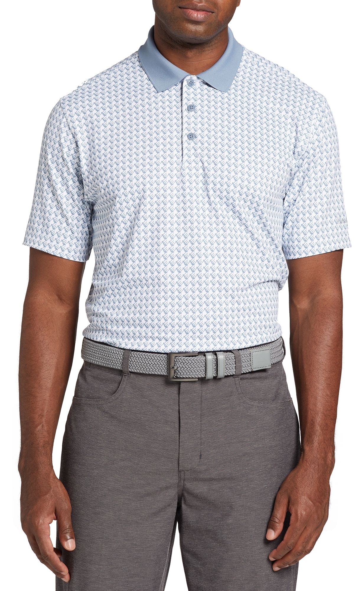 Walter Hagen Men's Performance 11 Novelty Print Golf Polo, Small, Houndsteeth White