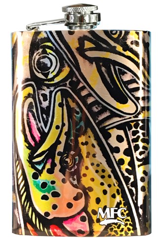 Montana Fly Company Stainless Steel Flask, Rainbow Trout Graffiti