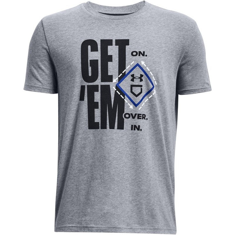 Under Armour Boys' Baseball Verbiage Short Sleeve T-Shirt Steel Light Heather/Black, X-Large - Boy's Athletic Tops at Academy Sports