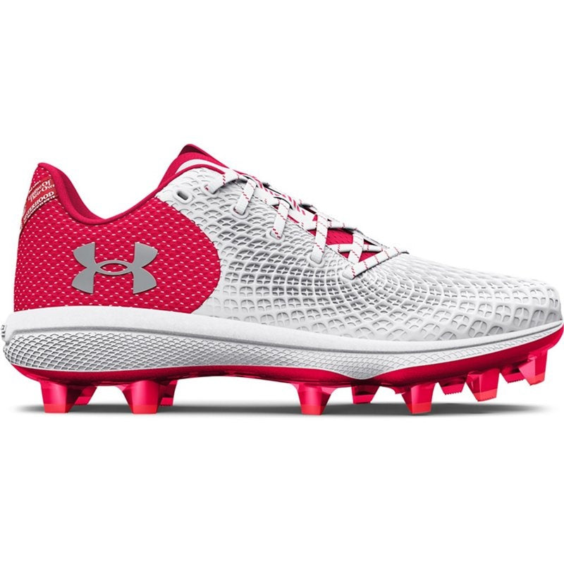 Under Armour Women's Glyde 2.0 MT TPU Softball Cleats White/Red - Women's Softball at Academy Sports