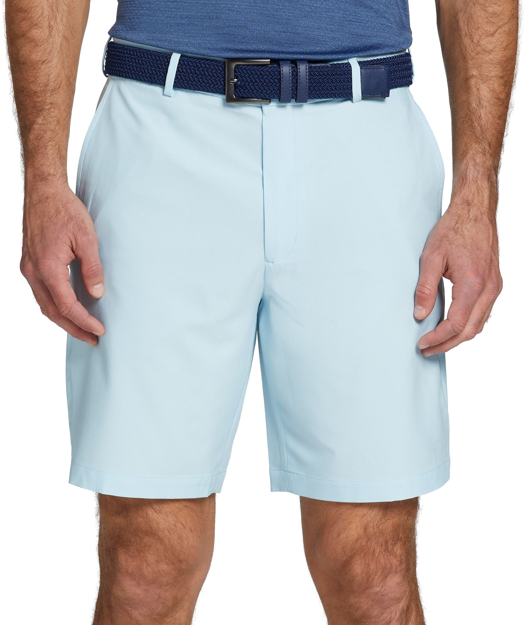 Walter Hagen Men's Performance 11 Micro Lines Golf Shorts, Size 34, Soft Blue
