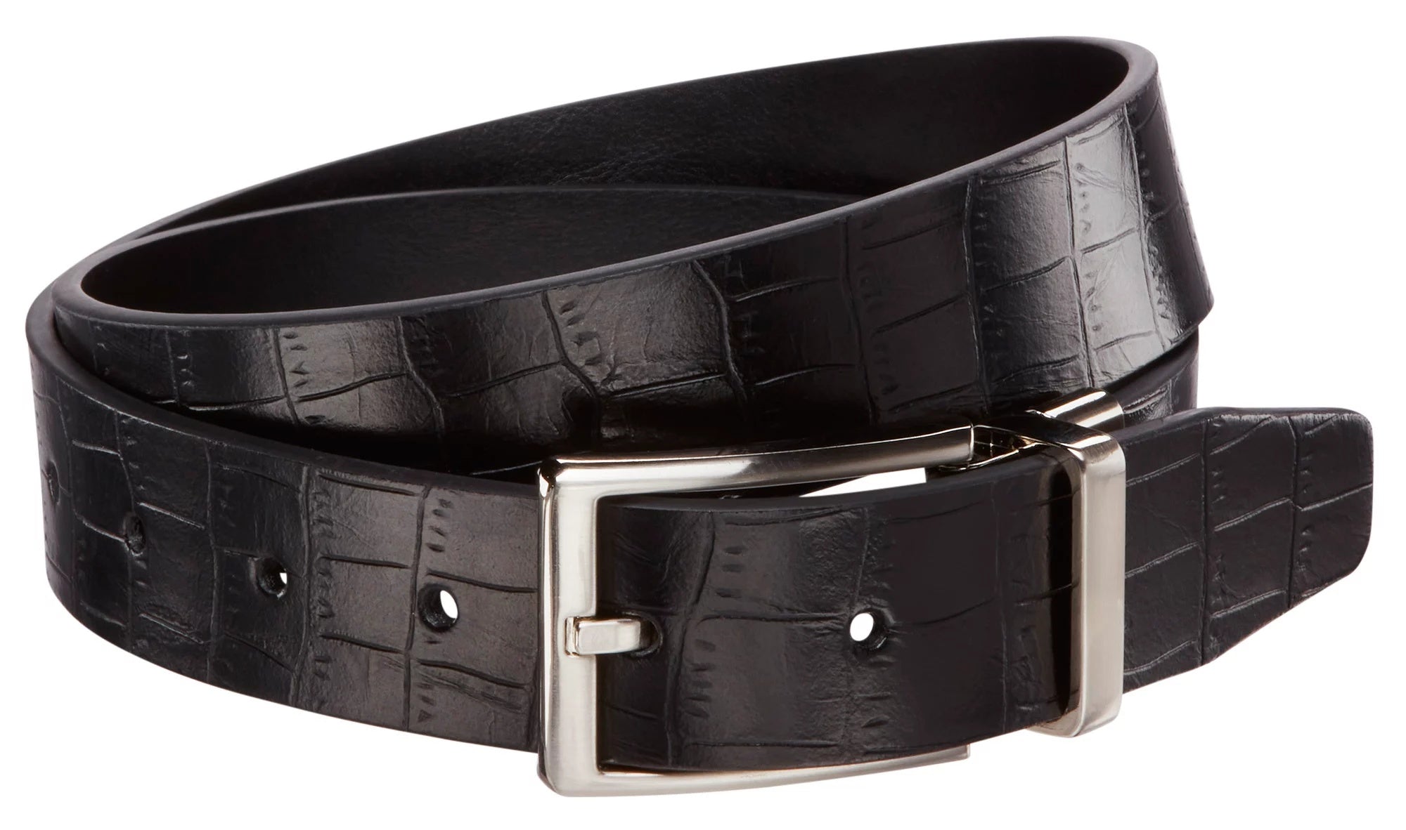 Walter Hagen Men's Reversible Crocodile Golf Belt, Small, Black