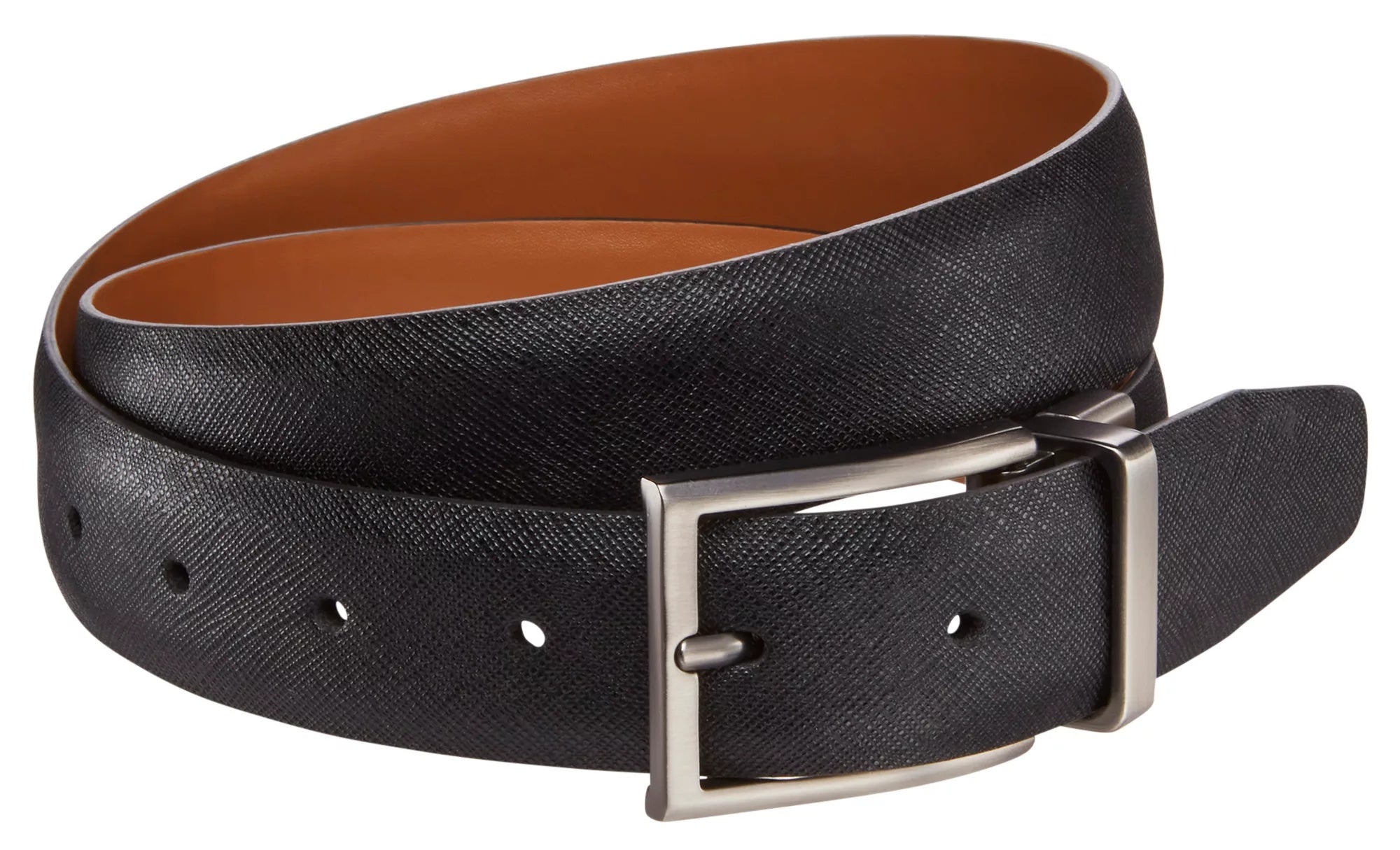 Walter Hagen Men's Saffiano Smooth Golf Belt, Large, Black/Brown