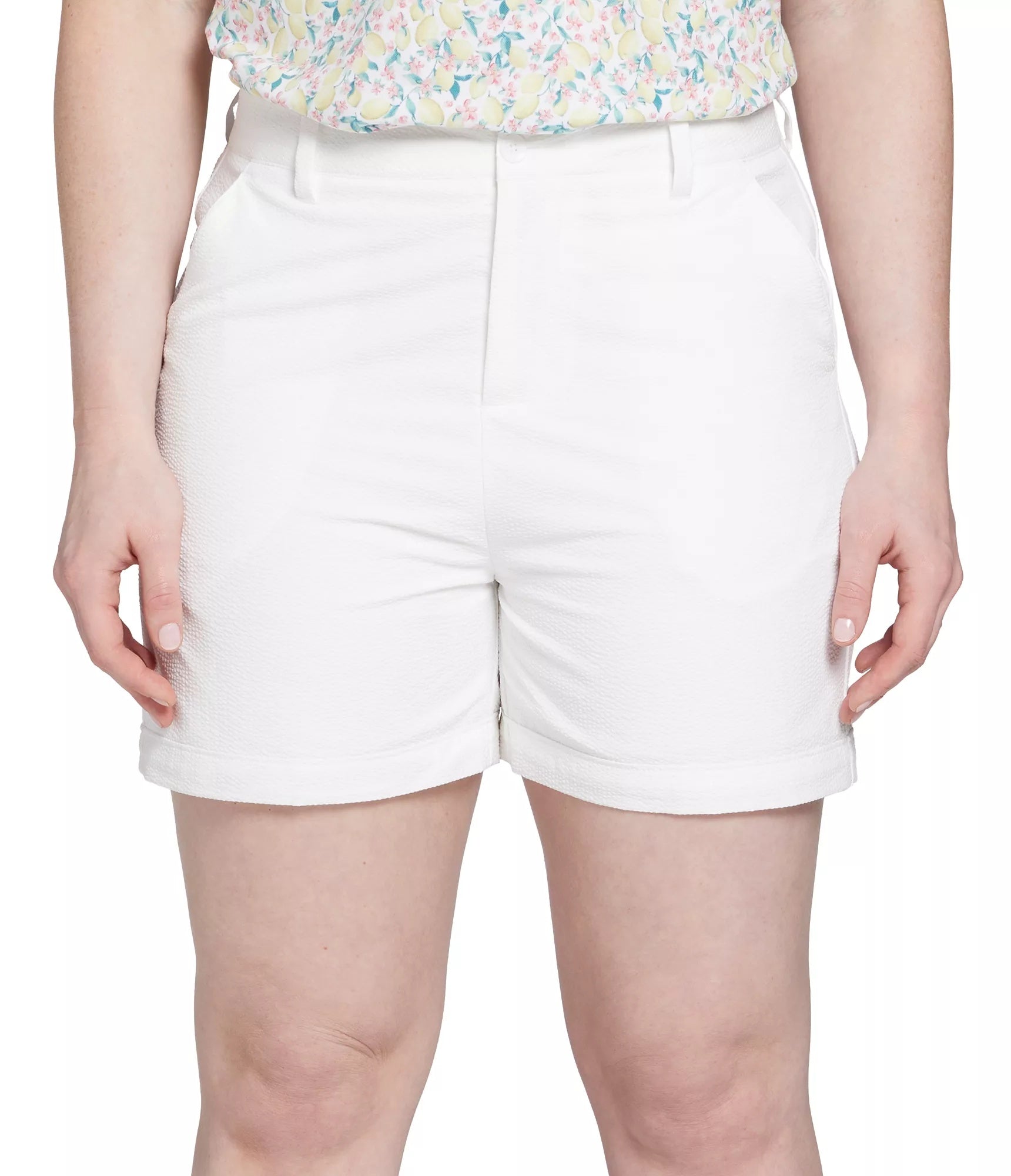 Walter Hagen Women's Clubhouse Traditional 7 Seersucker Golf Shorts, Size 8, Pure White