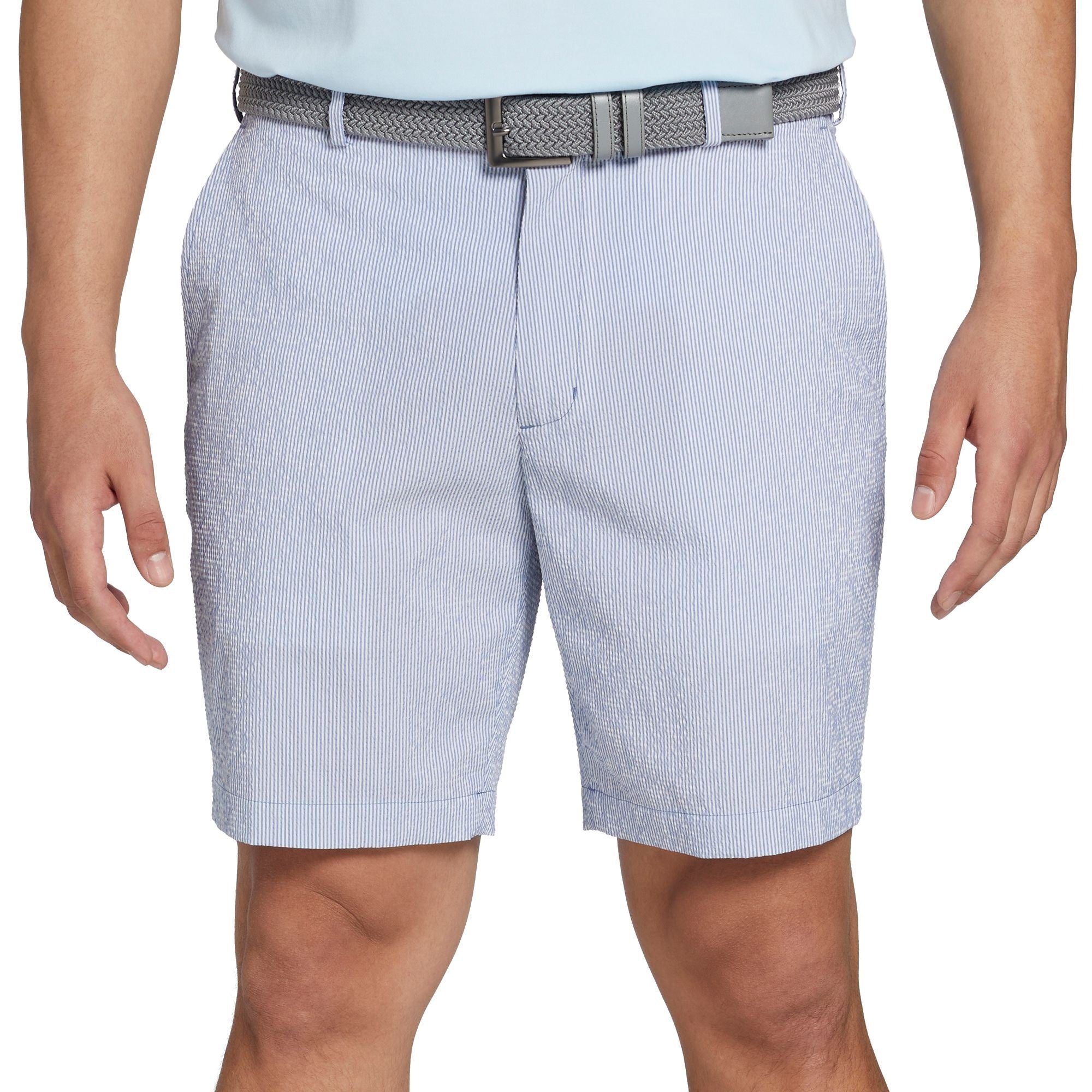 Walter Hagen Men's Clubhouse Seersucker Golf Shorts, Size 32, Mid Blue/White