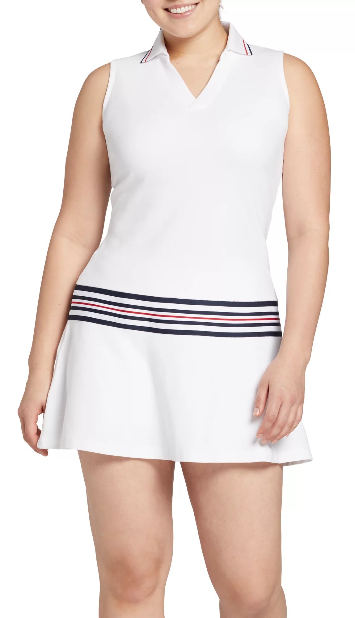 Walter Hagen Women's Taped Drop Waist Golf Dress, XL, Pure White