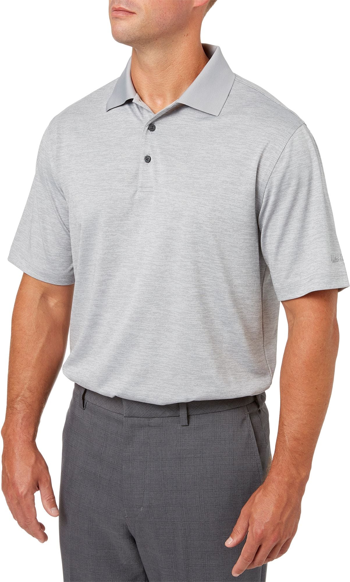 Walter Hagen Men's Essentials Space Dye Solid Golf Polo, Small, Grey Alloy Gray