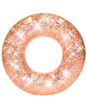 PoolCandy Rose Gold Glitter Pool Tube Jumbo 48IN, One Size, Yellow