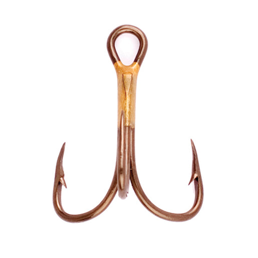 374A-14 2x Treble Regular Shank Curved Point Hook, Bronze - Size 14