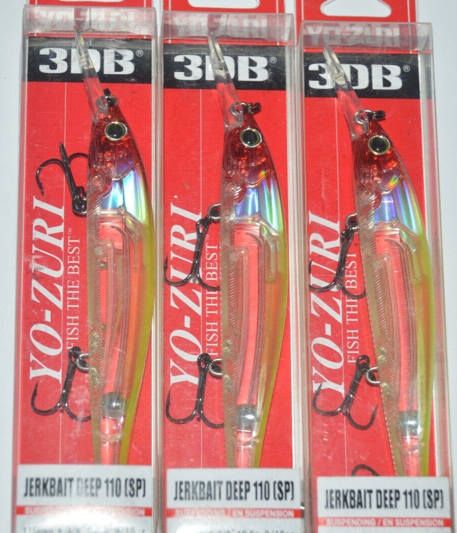 3 Lures Yo Zuri Jerkbait Deep 110 Sp Suspending R1372-pcr Prism Clown