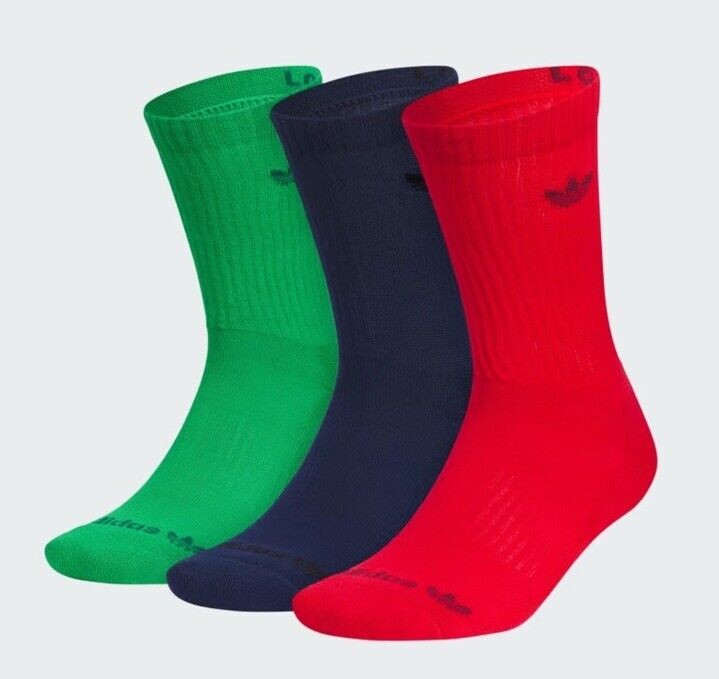 Adidas Originals Trefoil Socks Mens 3 Pair Large High Quarter Bright Multicolor