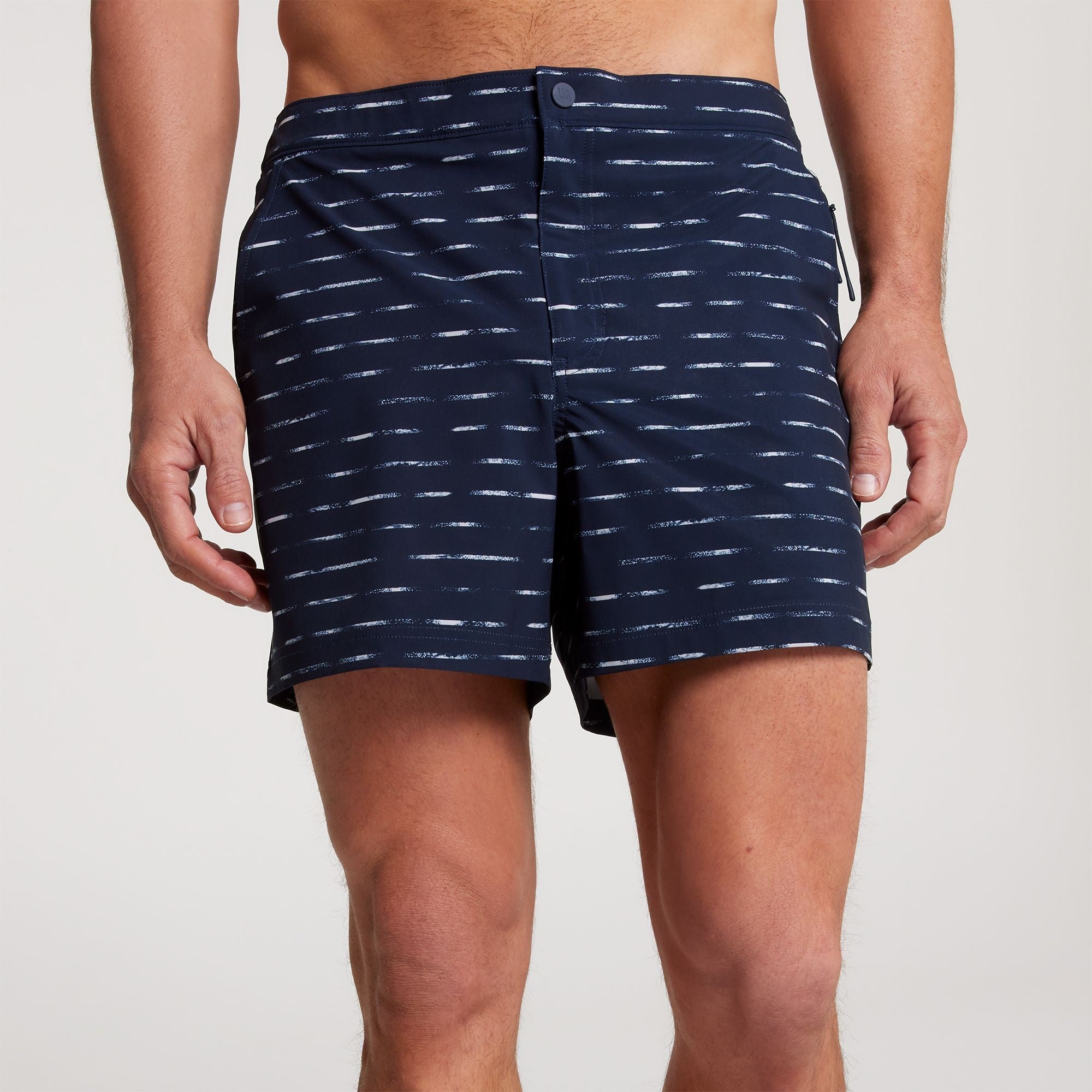 VRST Men's 5” Resort Short, XXL, Navy/Sand Washed Stripe Blue