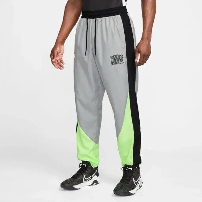Nike Starting 5 Basketball Pants Grey Neon Green FB6966 013 Men’s Size Medium