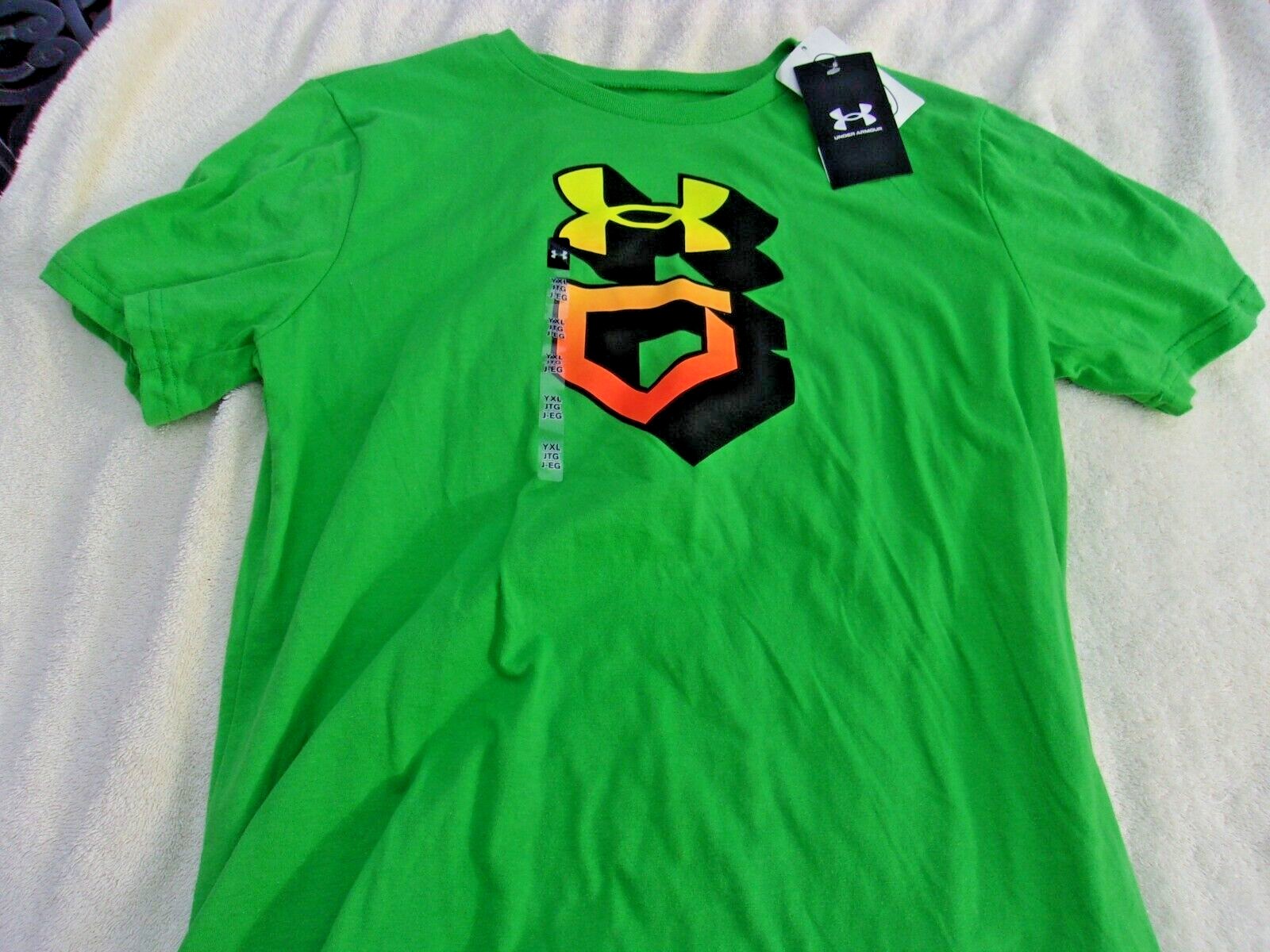 NWT Under Armour Heat Gear T, Youth L, or XL, Loose Fit, Green, Baseball, Blend