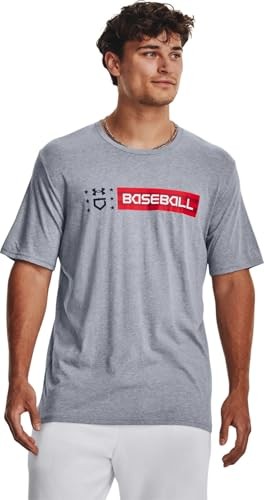Under Armour - Mens Freedom Baseball Short Sleeve T-Shirt, Color Steel Light Heather (035), Size: Medium