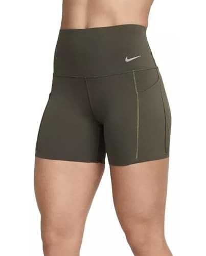 Nike Universa Women S Medium-Support High-Waisted 5  Biker Training Shorts with Pocket (US  Alpha  X-Small  Regular  Regular  Cargo Khaki 325)