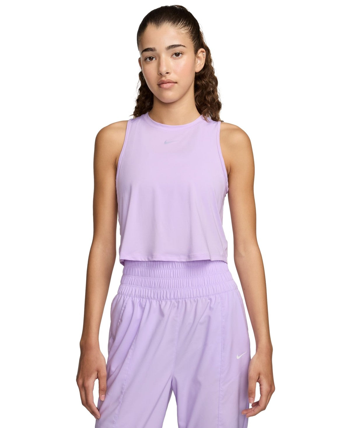 Nike One Classic Women S Dri-FIT Cropped Tank Top Color: Lilac Bloom/Black Size: XL
