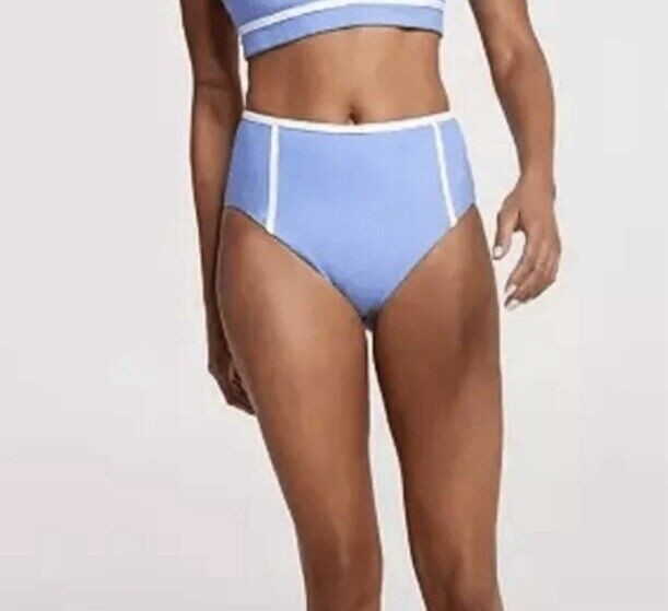CALIA Women's High Waisted Tipping Swim Bottoms Sky Breeze Size XL Activewear