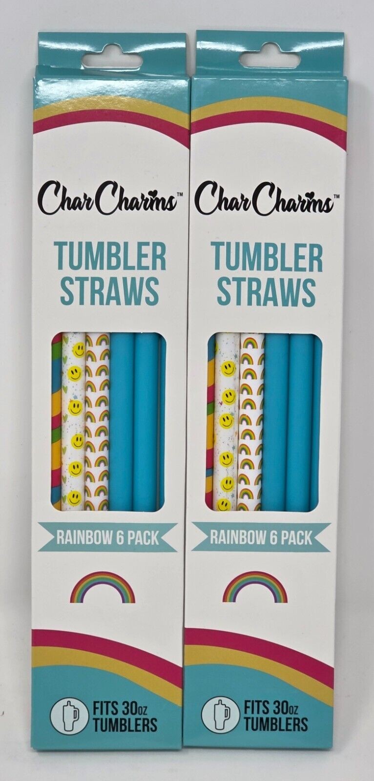 Charcharms 30oz. Tumbler Straws ** Rainbow 6 Pack ** New " Lot of 2 Packs "